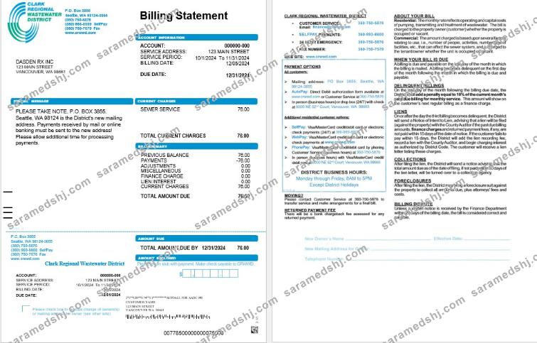 USA CRWWD business utility bill Word and PDF template